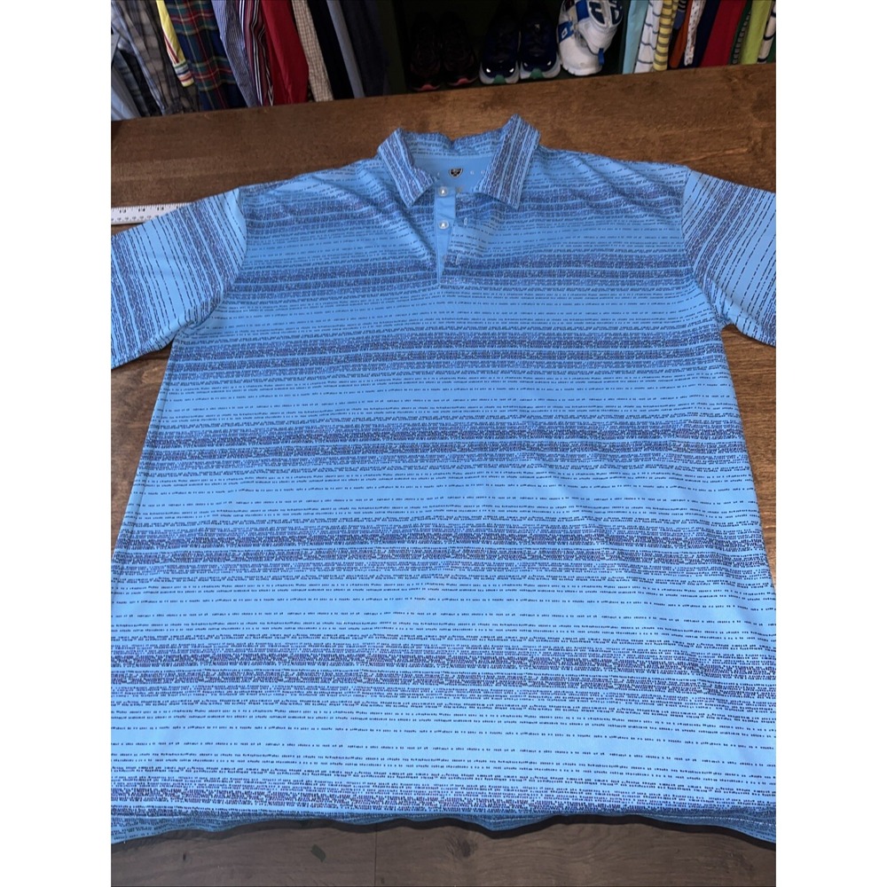 Nike Golf Dri-Fit Polo Shirt Men's Xl‎ Blue With Black  Stripes